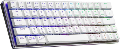 Cooler Master SK622 60% Wireless Bluetooth Silver/White Mechanical Low Profile Gaming Keyboard (SK-622-SKTL1-US) RGB