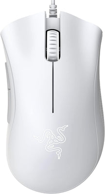 Ratón para juegos Razer DeathAdder Essential: sensor óptico de 6400 DPI, 5 botones programables, interruptores mecánicos, agarres laterales de goma, color blanco mercurio