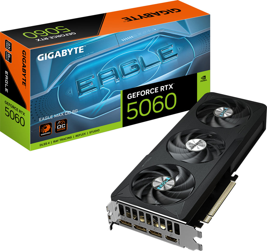 Gigabyte NVIDIA GeForce RTX 5060 Eagle Max OC 8GB GDDR7 3-Fan Graphics Card (281mm) (TDP 160W) (Black)