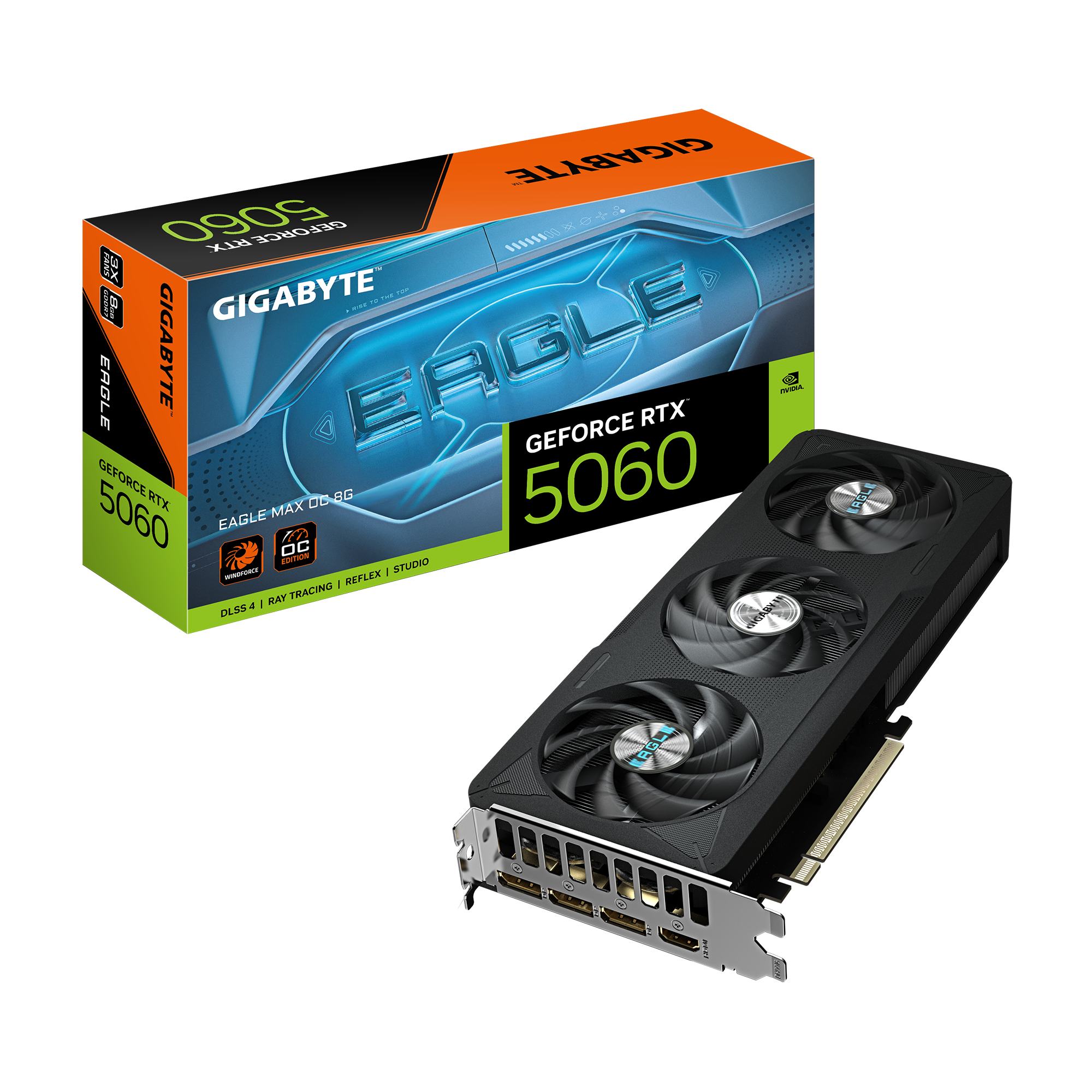 Gigabyte NVIDIA GeForce RTX 5060 Eagle Max OC 8GB GDDR7 3-Fan Graphics Card (281mm) (TDP 160W) (Black)