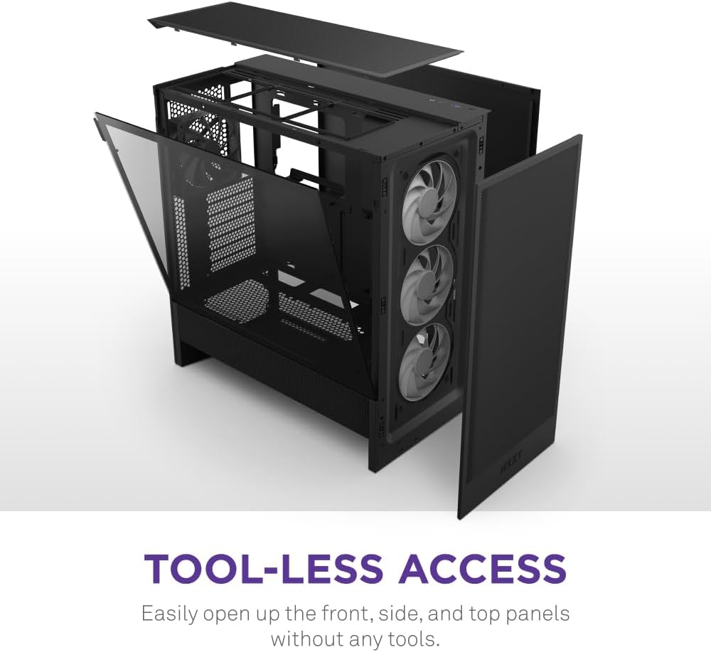 Custom gaming PC with Core Ultra 7 265K and PNY NVIDIA GeForce RTX 5070 Ti OC 16GB GDDR7 3-Fan Graphics Card — interior view