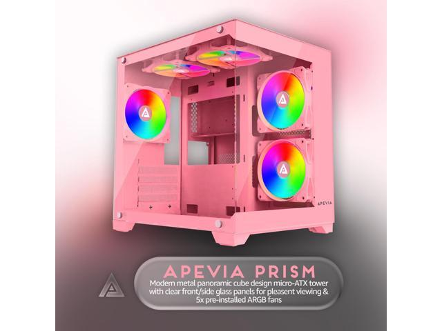 Apevia Prism-PK Prism Gaming Computer Case (M-ATX) (Pink)
