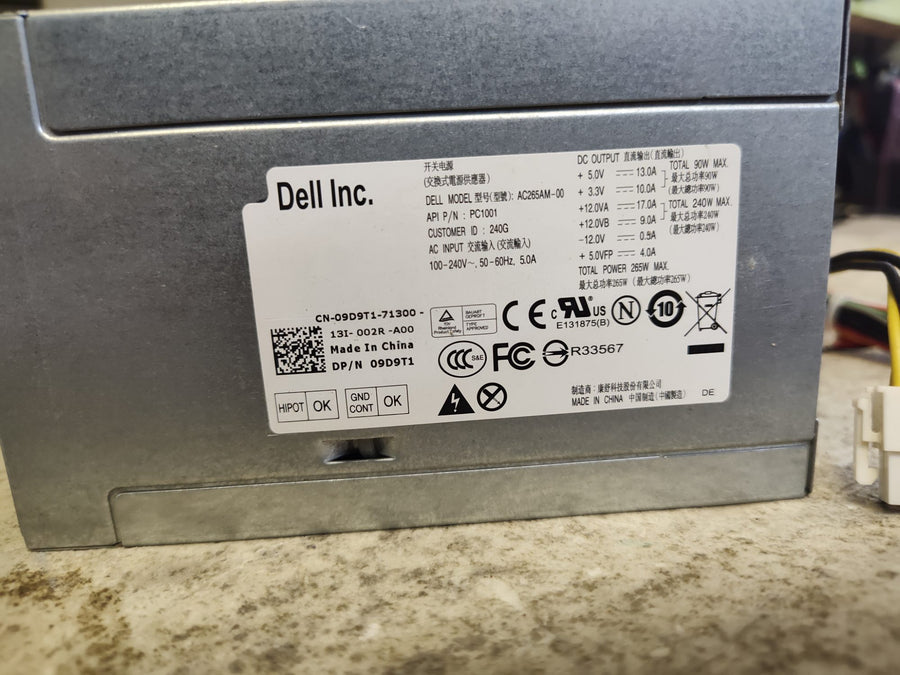 Dell AC265AM-00 265W Proprietary (Dell SFF) Power Supply 09D9T1