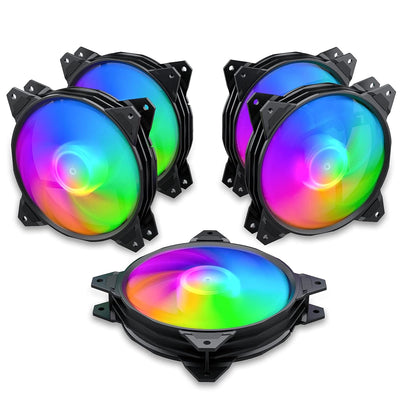 Assorted 5-pack 120mm RGB Computer Fans (Black)