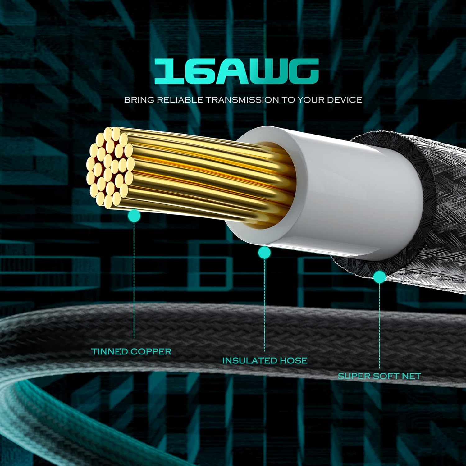 Asiahorse Black Grey Mix Sleeved PSU Extension Cable Kit 16AWG Cotton Custom PC Mod Kit - Geek Tech