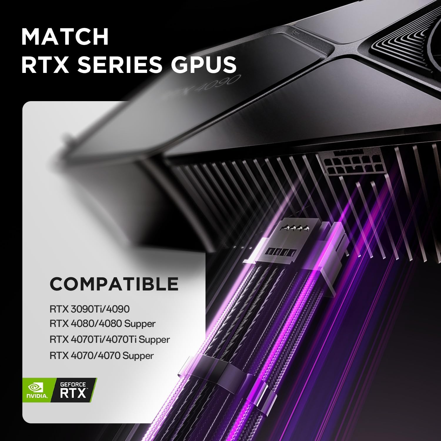 Asiahorse Black PCIe 5.0 12VHPWR Sleeved PSU Extension Cable Kit 16AWG Cotton Custom Mod Kit 4 Kit 1 End - Geek Tech