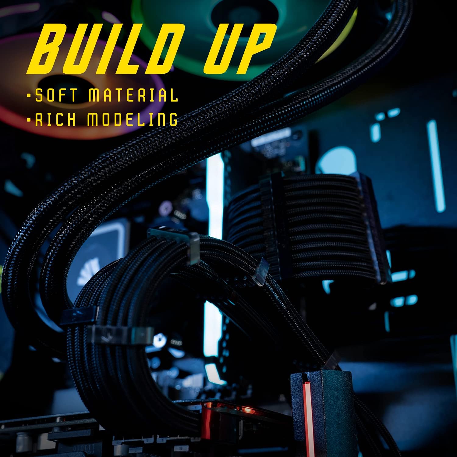 Asiahorse Black Sleeved PSU Extension Cable Kit 18AWG Cotton Custom PC Mod Kit - Geek Tech