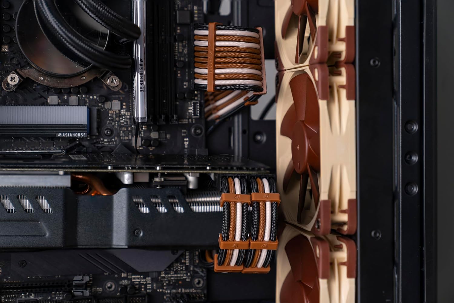 Asiahorse Brown Off White Sleeved PSU Extension Cable Kit 16AWG Cotton Custom PC Mod Kit 6 Kit - Geek Tech