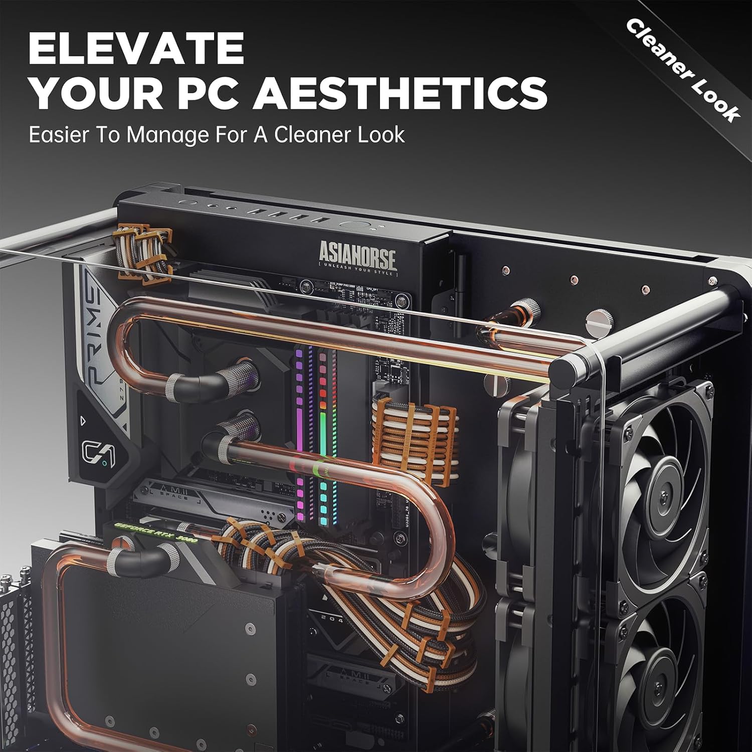 Asiahorse Brown Off White Sleeved PSU Extension Cable Kit 16AWG Cotton Custom PC Mod Kit 6 Kit - Geek Tech