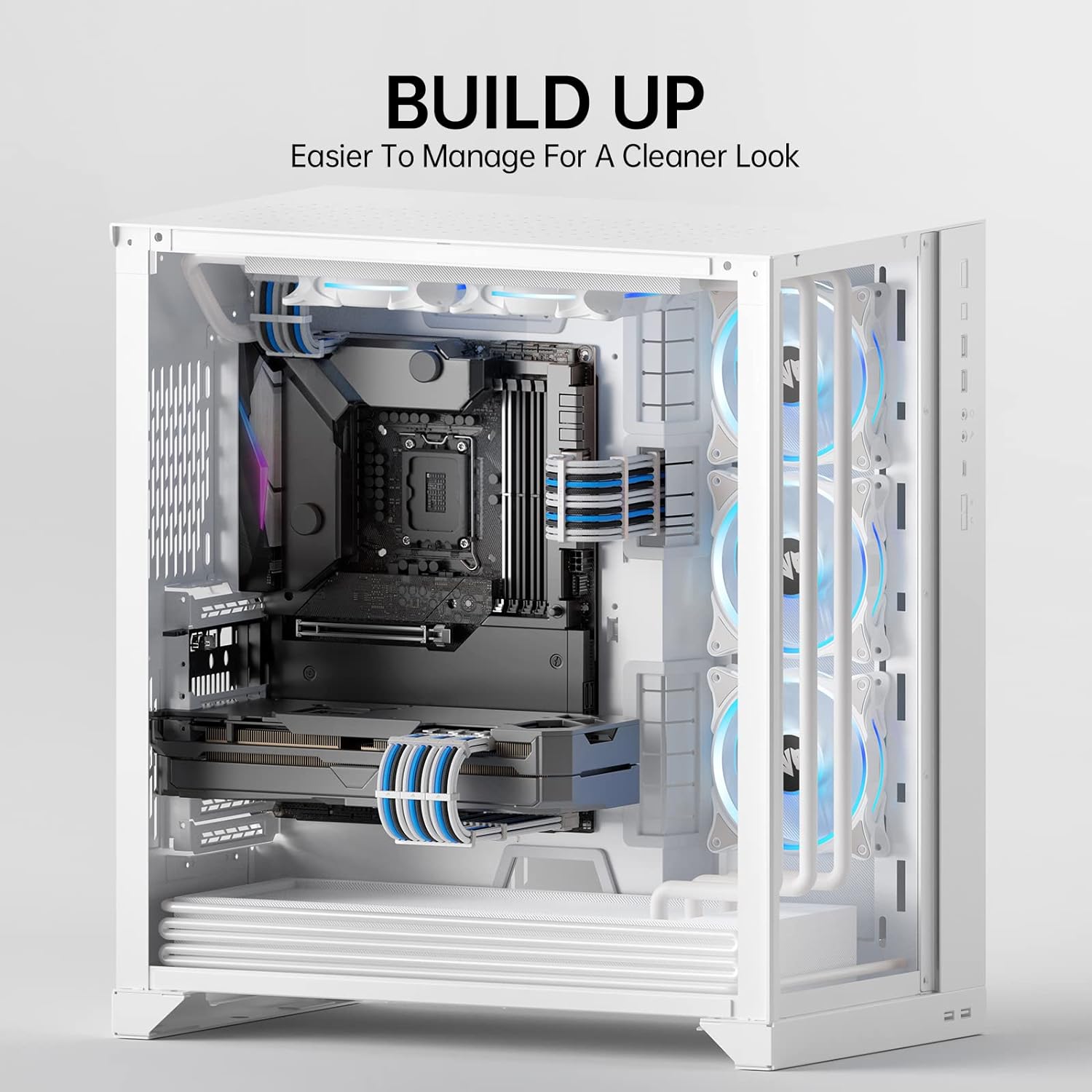 Asiahorse Snow Series White Blue Grey Sleeved PSU Extension Cable Kit 16AWG Cotton Custom Mod Kit 6 Kit - Geek Tech