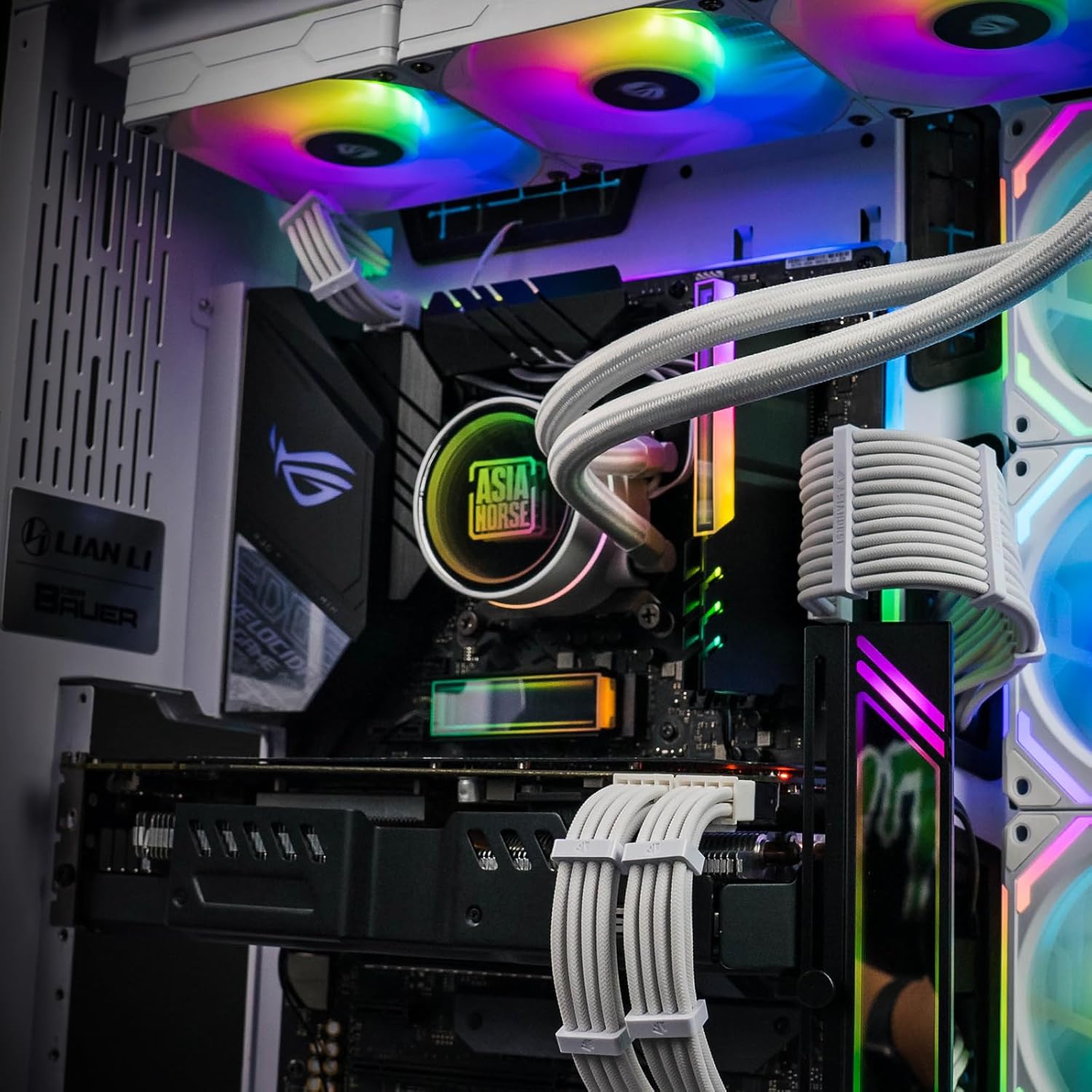 Asiahorse White Sleeved PSU Extension Cable Kit 18AWG Cotton Custom PC Mod Kit - Geek Tech