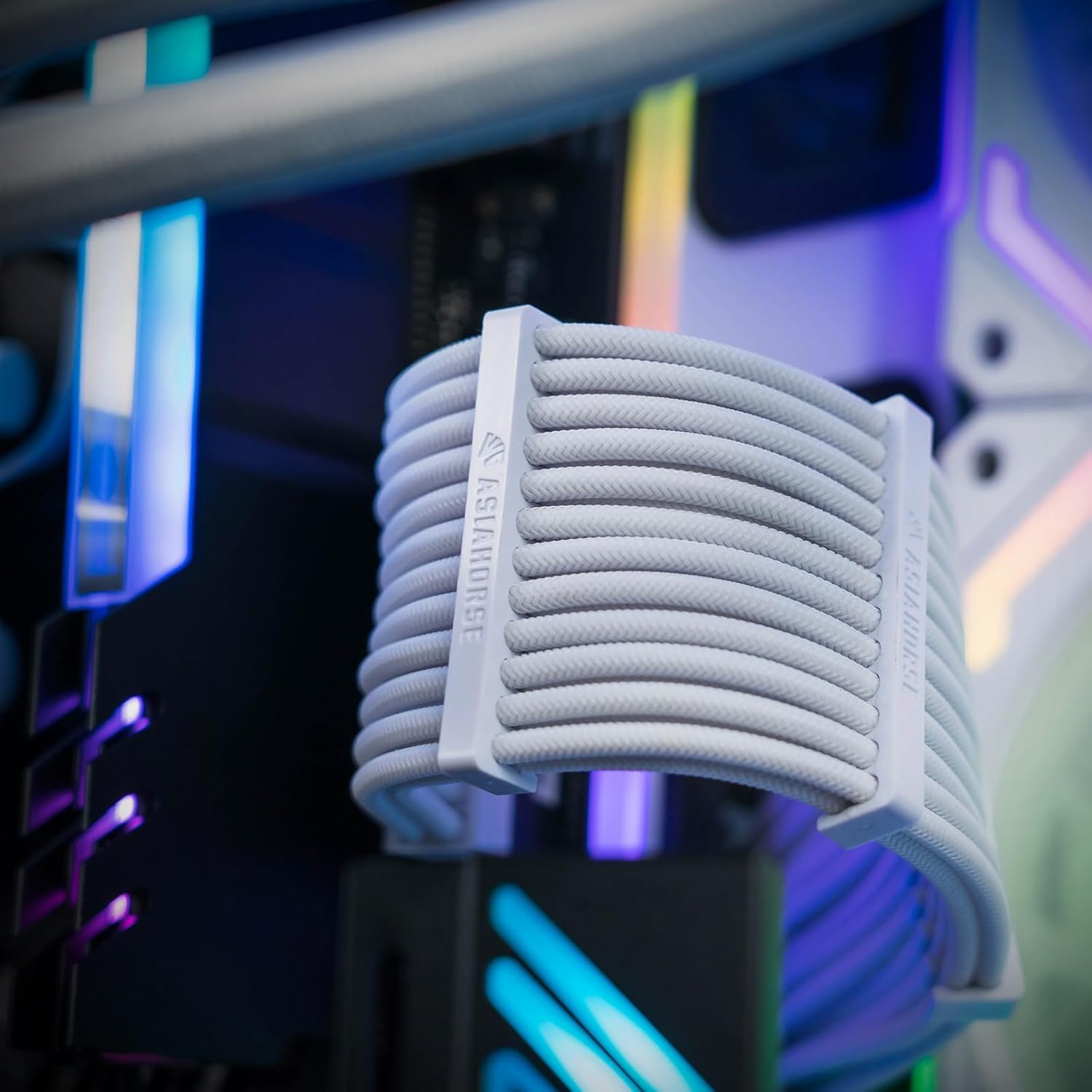 Asiahorse White Sleeved PSU Extension Cable Kit 18AWG Cotton Custom PC Mod Kit - Geek Tech