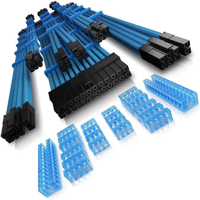 Assorted Computer Sleeved Cables - Blue - TieredUp Tech