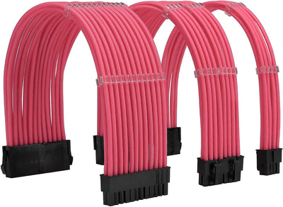 Assorted Computer Sleeved Cables - Pink