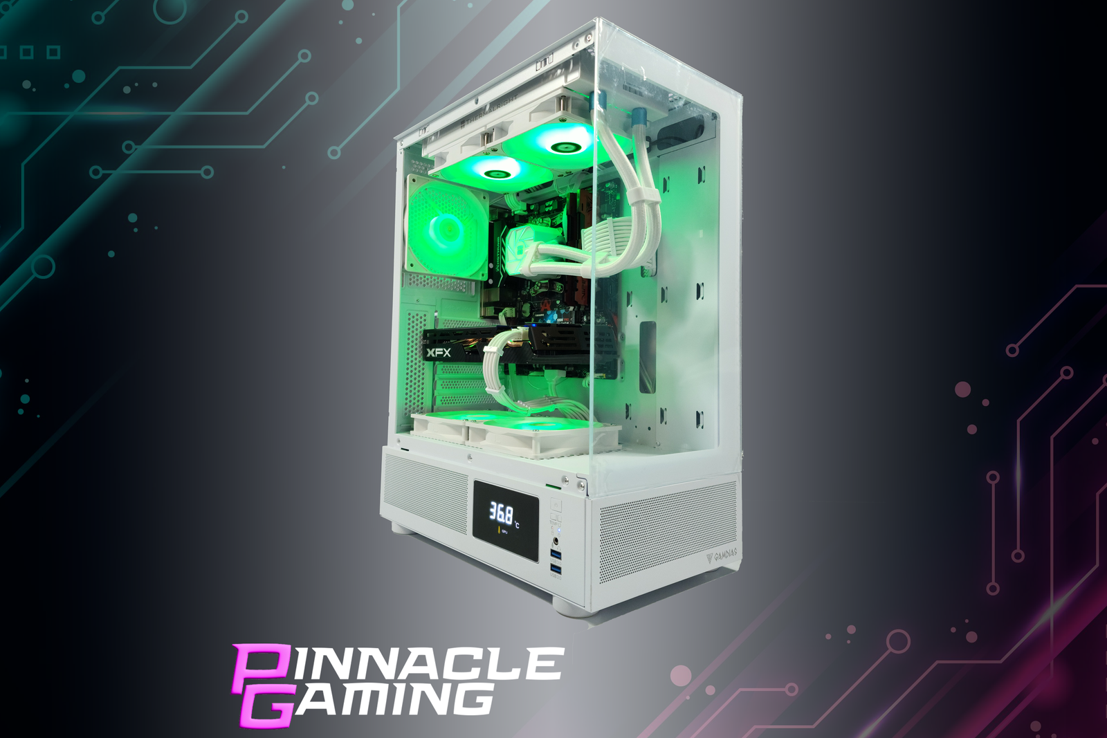 Custom Gaming Desktop Water Cooled Ryzen 5 RX 580 8GB 1TB SSD 16GB DDR4 White