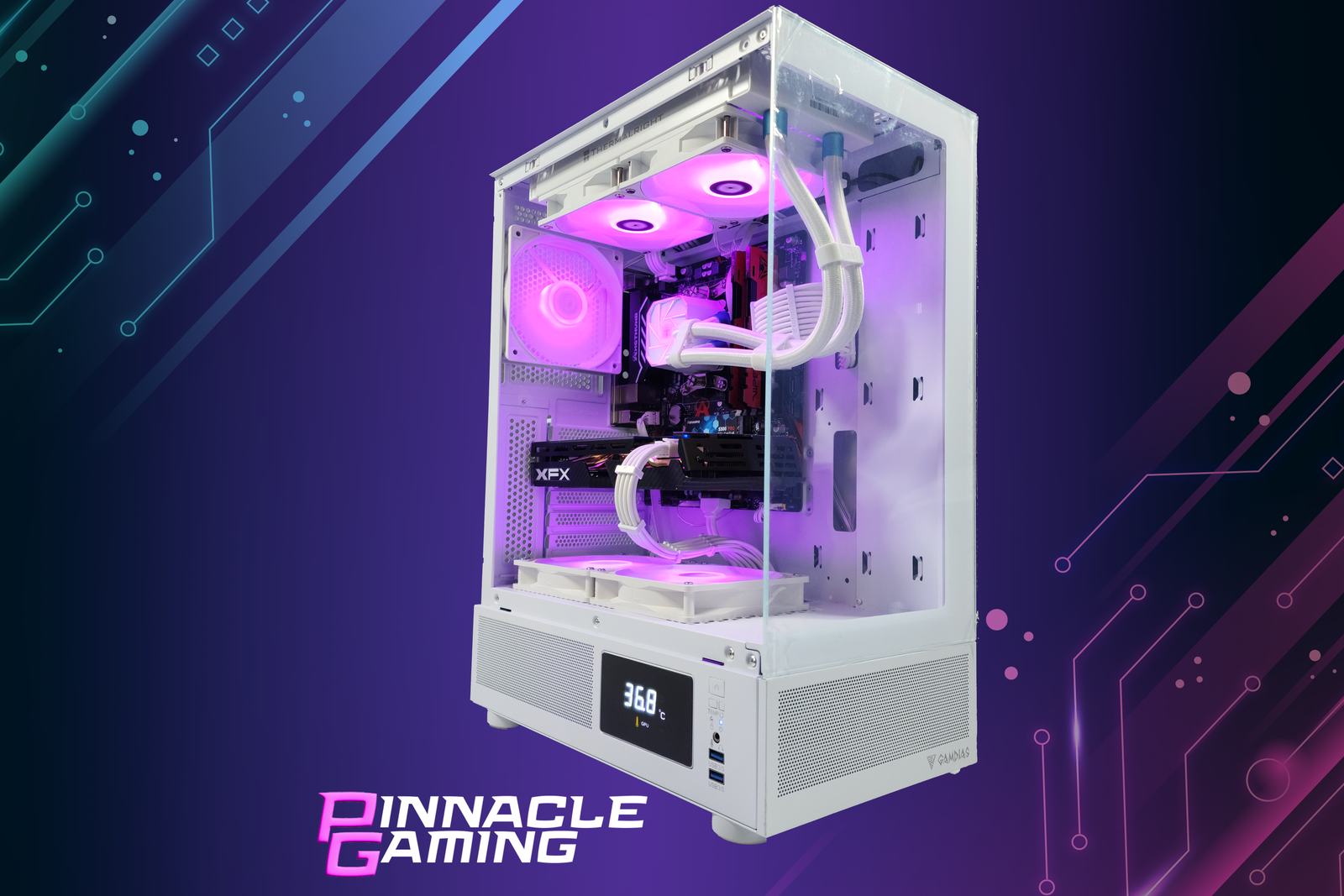 Custom Gaming Desktop RTX 5070 Ryzen 5 2TB SSD 64GB DDR5 Wifi Atlas White