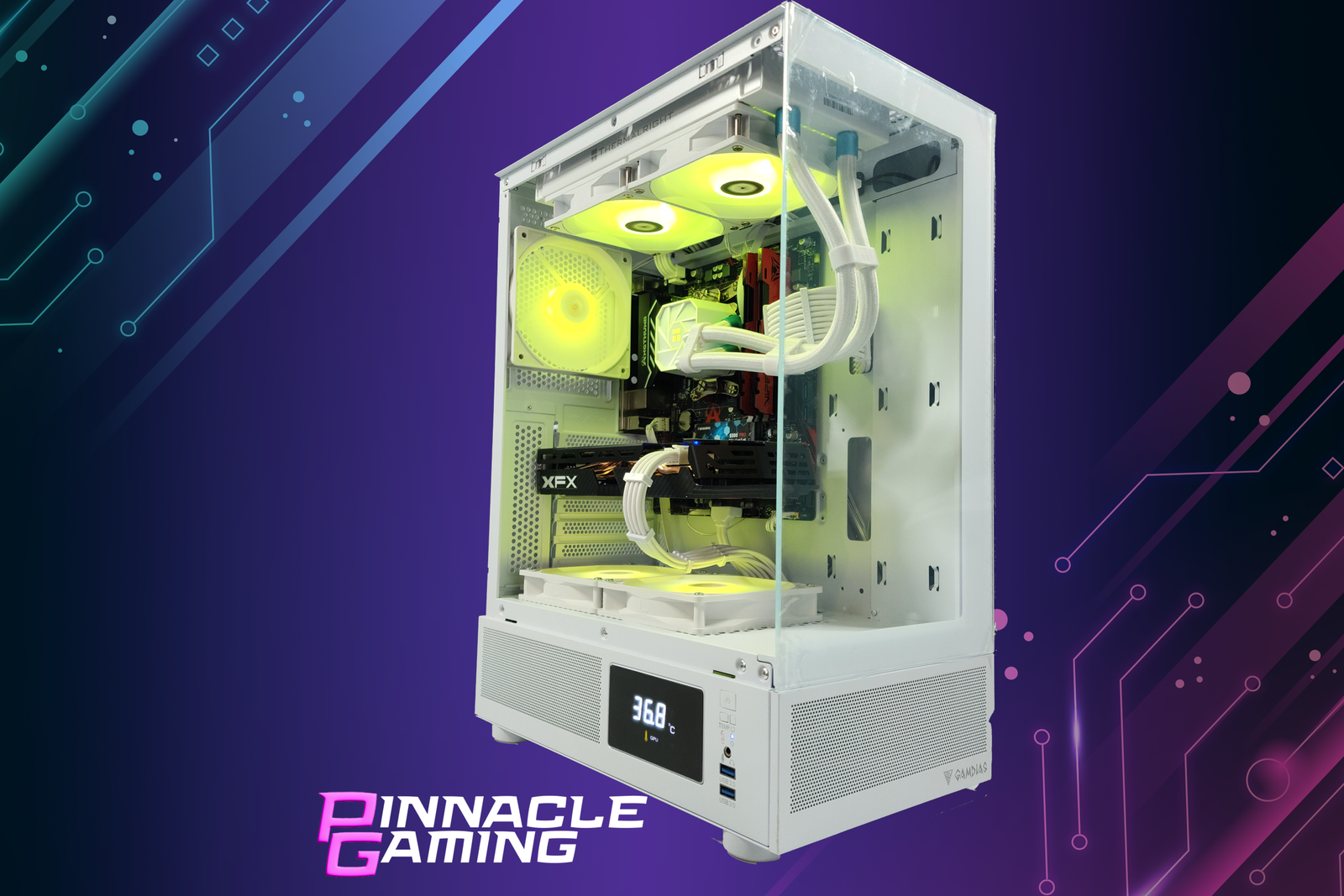 Custom Gaming Desktop RTX 5070 Ryzen 5 2TB SSD 64GB DDR5 Wifi Atlas White