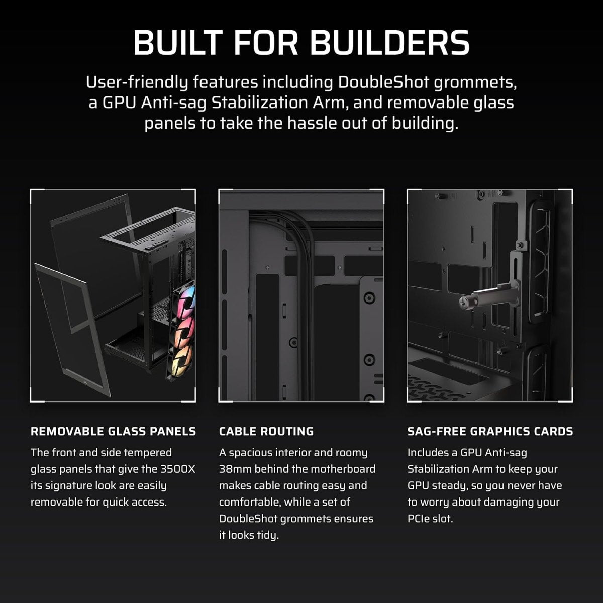 Custom gaming PC with Ryzen 5 4500 and MSI NVIDIA GeForce RTX 3050 Ventus 2x OC 6GB GDDR6 2-Fan Graphics Card — interior view