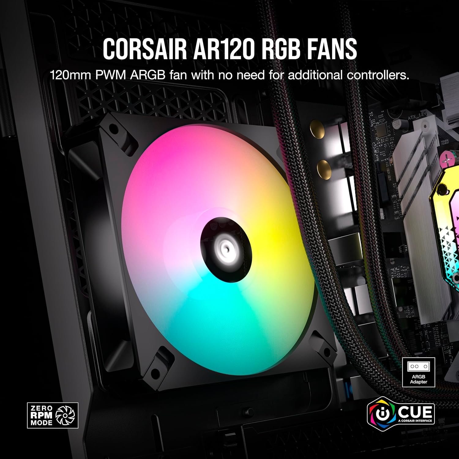 CORSAIR iCUE AR120 RGB Digital 120mm ARGB-Compatible Fans - Triple Fan Kit - Black - Geek Tech