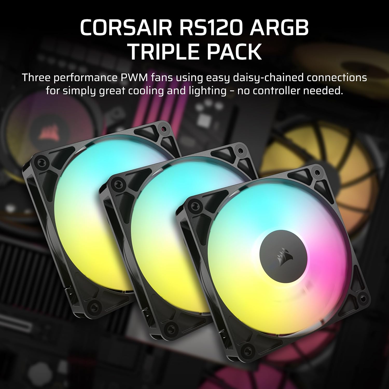 Corsair RS120 ARGB 3 Pack 120mm Fan Kit - Geek Tech