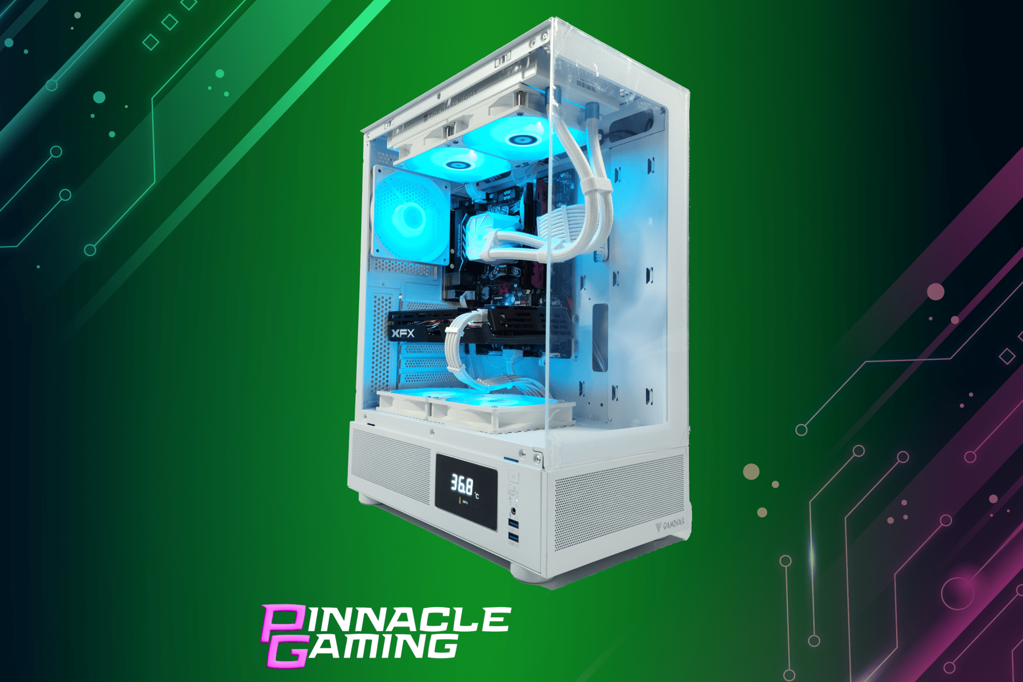 Custom Gaming Desktop Liquid Cooled Ryzen 5 RTX 3060 2TB SSD 32GB DDR4 White - Geek Tech