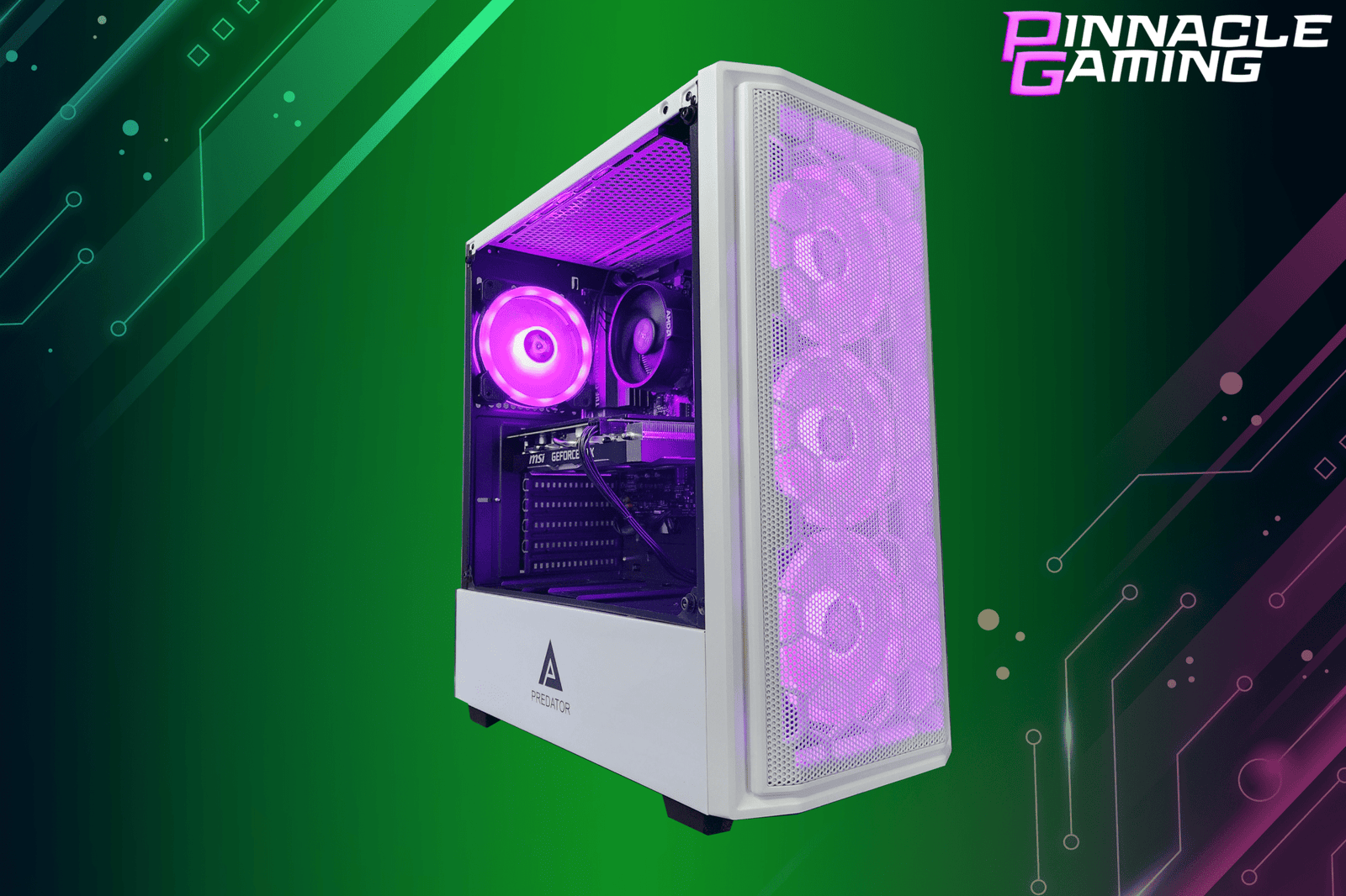 Custom Gaming Desktop PC Computer Ryzen 5 1tb SSD 16gb RTX 3060 WiFi Predator White A520 - Geek Tech