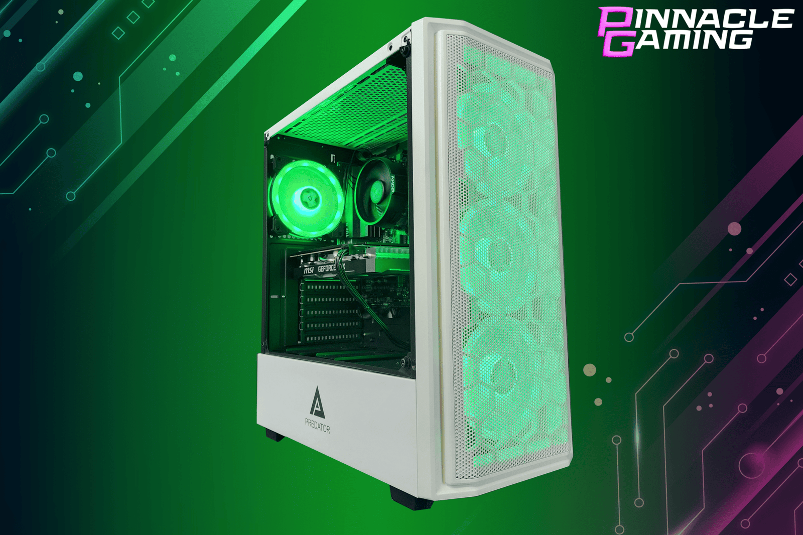 Custom Gaming Desktop PC Computer Ryzen 5 1tb SSD 16gb RTX 3060 WiFi Predator White A520 - Geek Tech