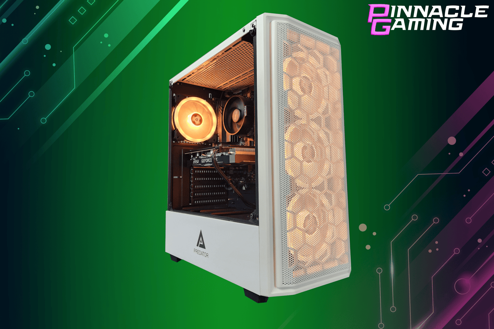 Custom Gaming Desktop PC Computer Ryzen 5 1tb SSD 16gb RTX 3060 WiFi Predator White A520 - Geek Tech