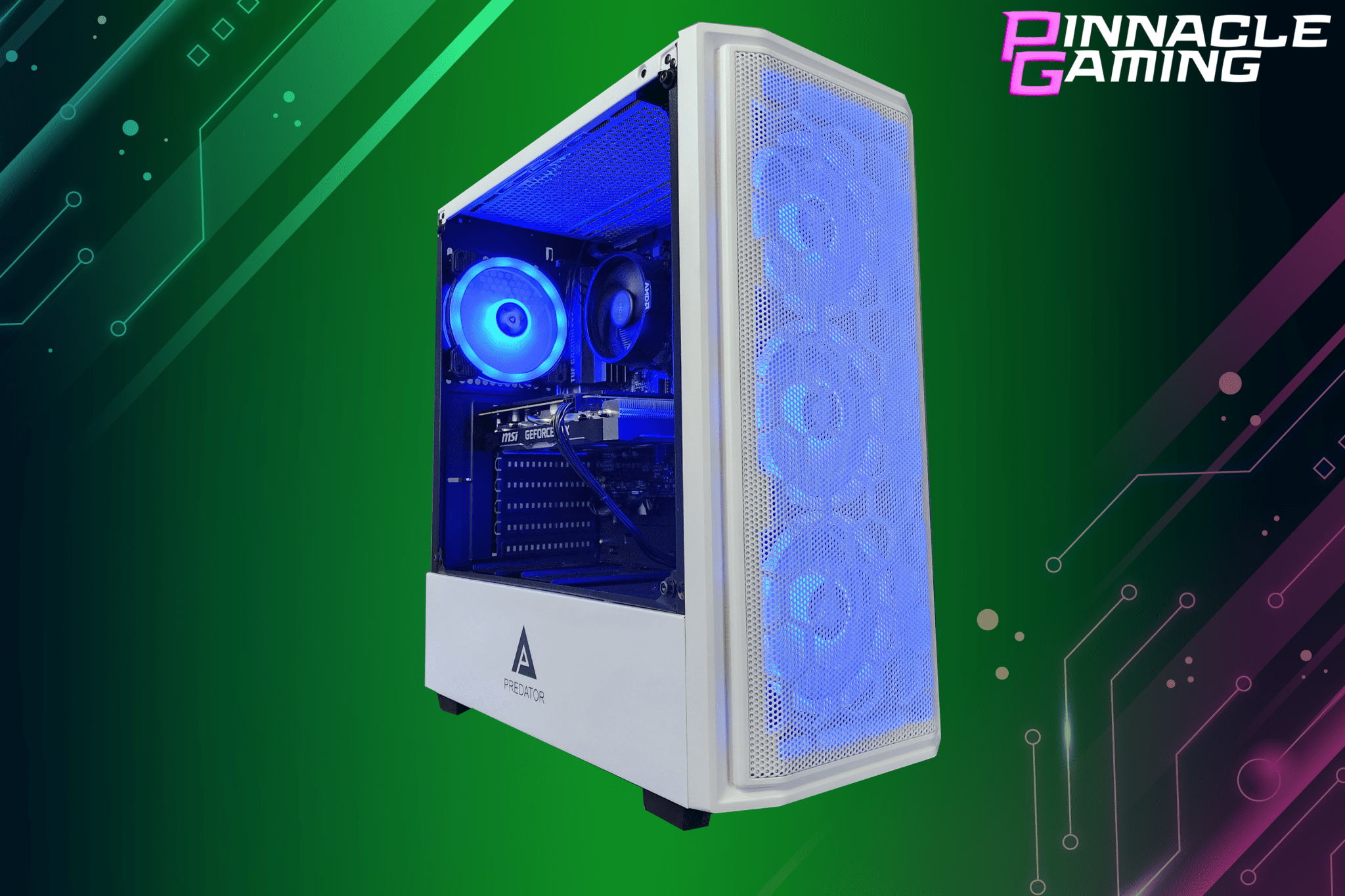 Custom Gaming Desktop PC Computer Ryzen 5 2tb SSD 32gb RTX 3060 WiFi Predator White A520 - Geek Tech