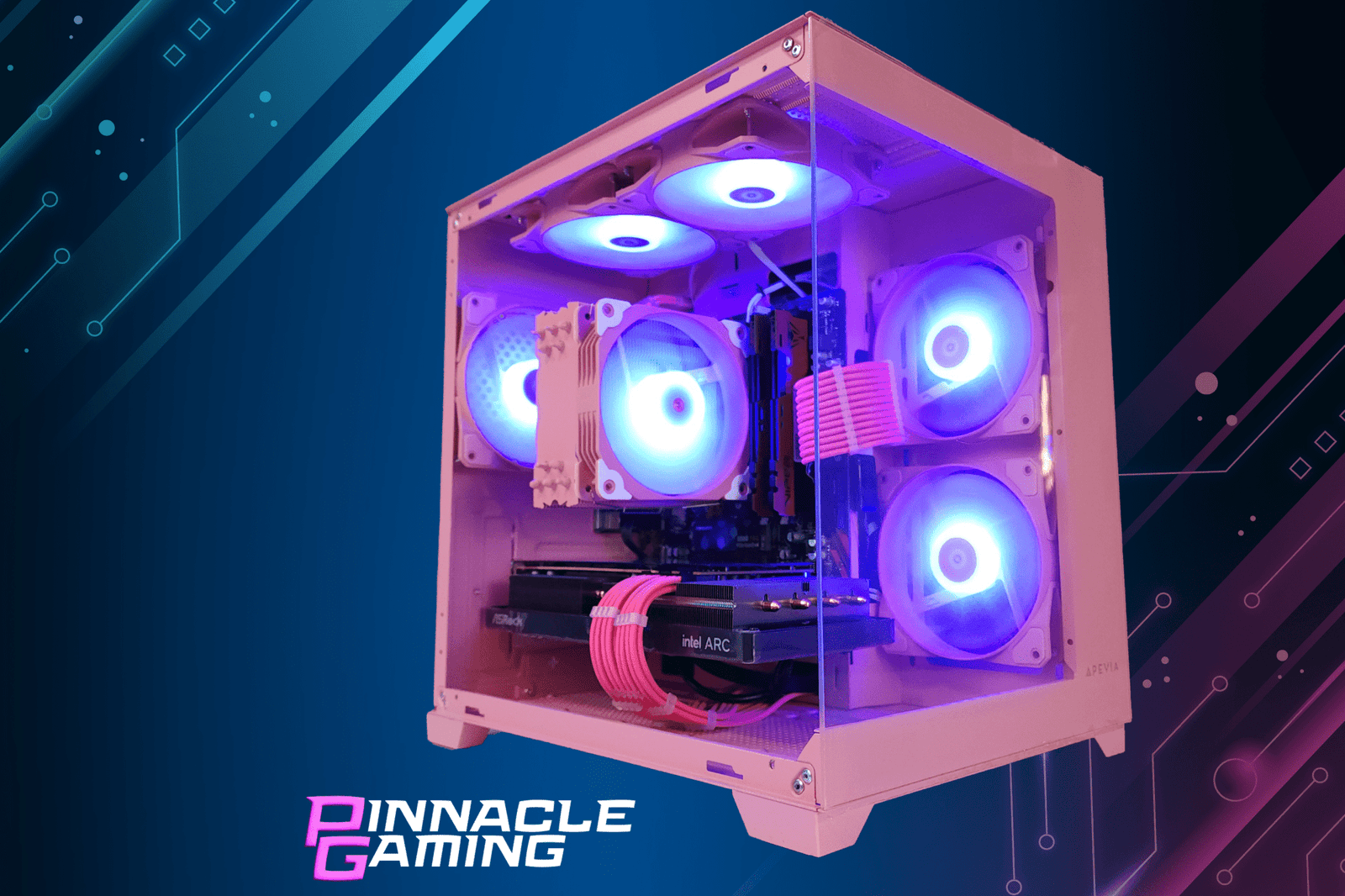 Custom Gaming Desktop PC Intel i5 RTX 5060 1TB SSD 32GB DDR4 Pink Prism - Geek Tech