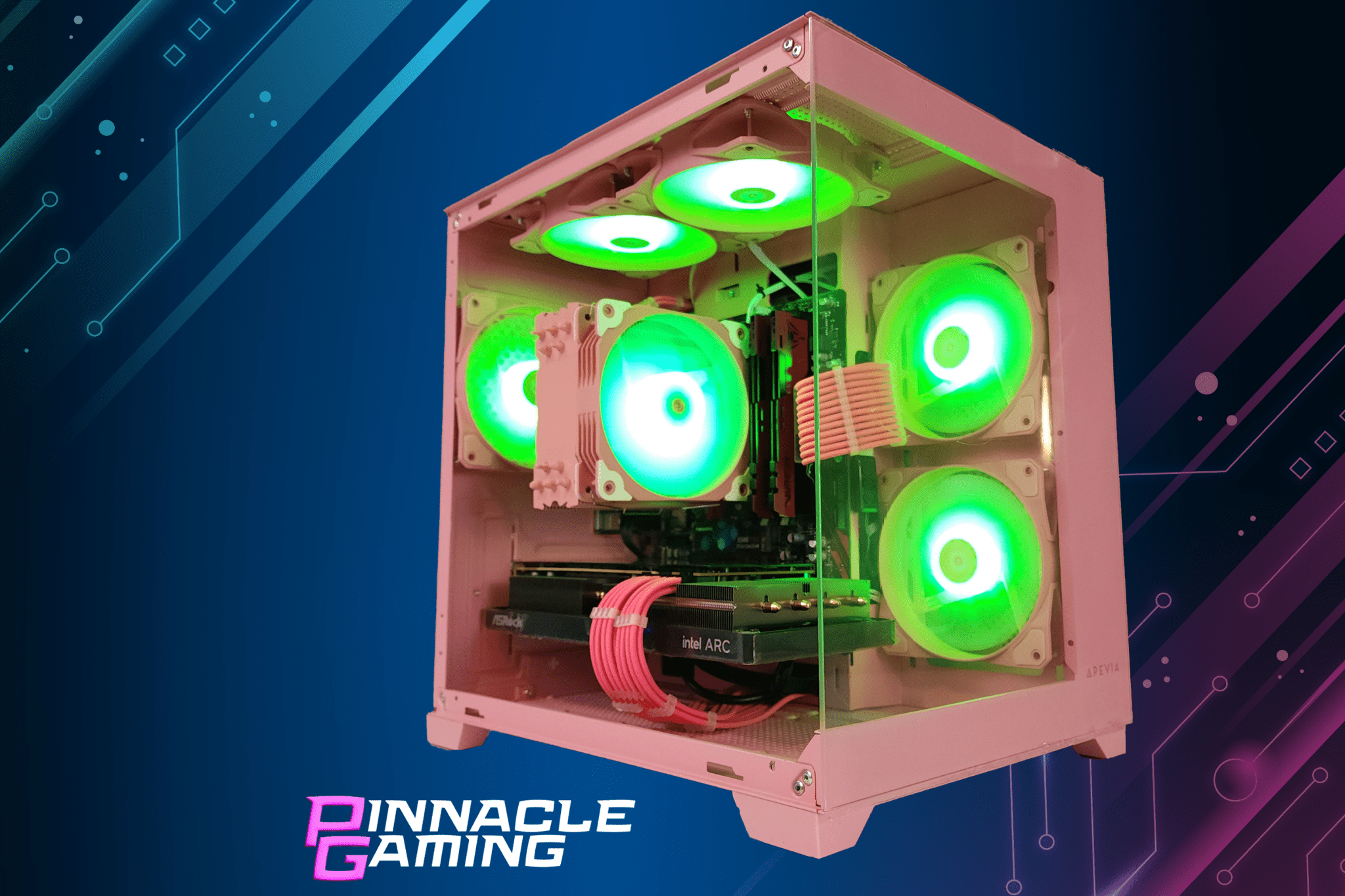 Custom Gaming Desktop PC Intel i7 RTX 5060 1TB SSD 16GB DDR4 Pink Prism - Geek Tech