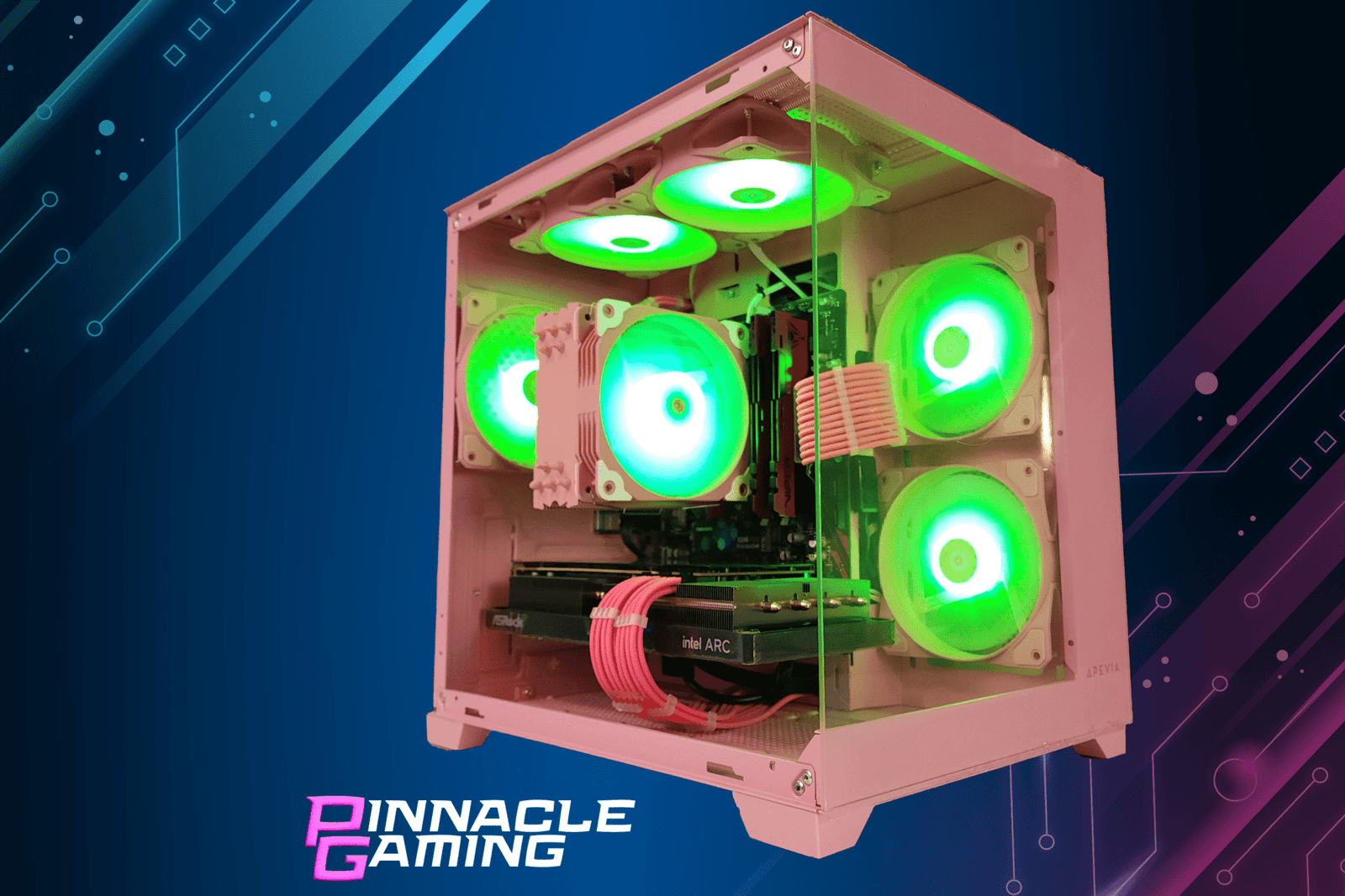 Custom Gaming Desktop PC Intel i7 RTX 5060 2TB SSD 16GB DDR4 Pink Prism - Geek Tech