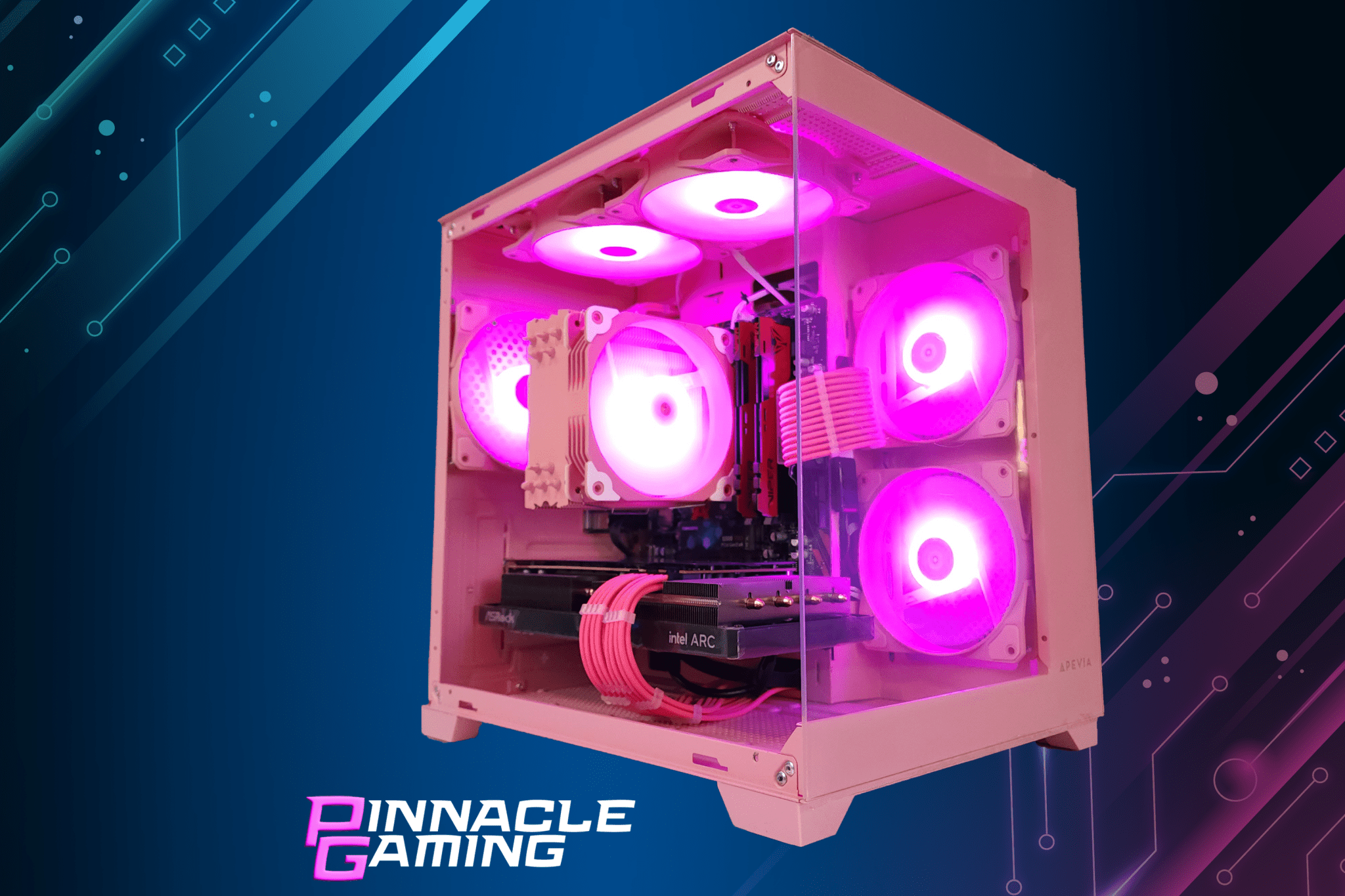 Custom Gaming Desktop PC Streaming Pro Intel i7 RTX 5060 1TB SSD 64GB DDR4 Pink Prism - Geek Tech