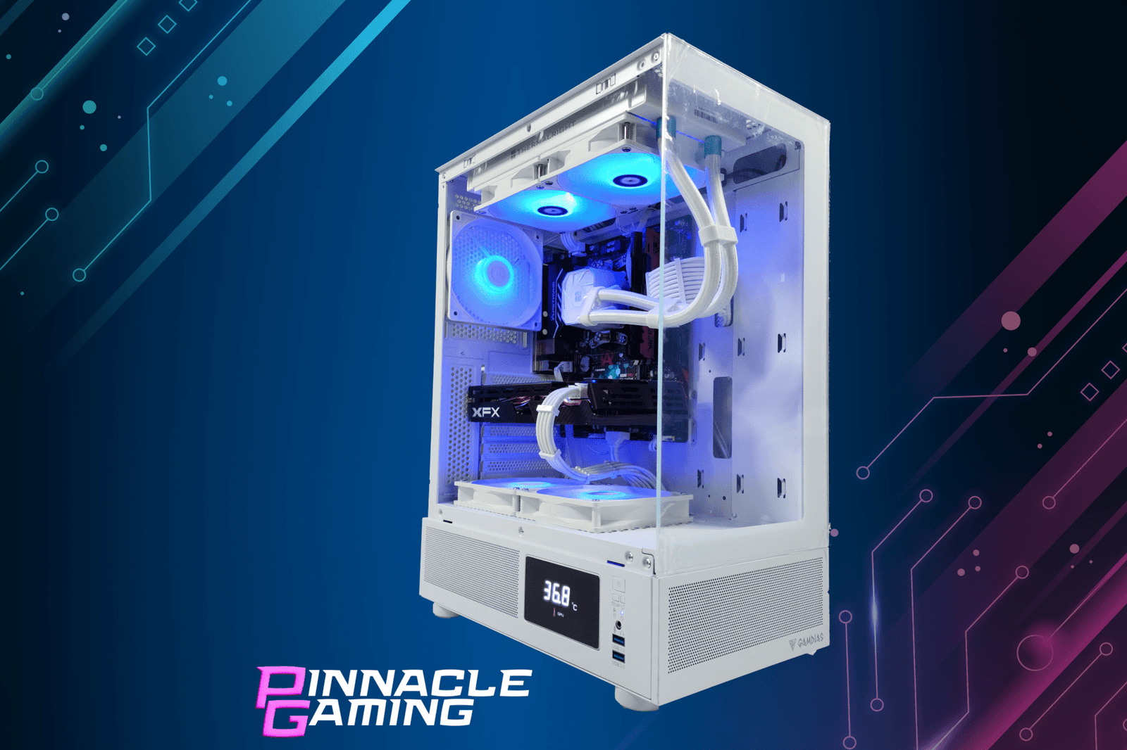 Custom Gaming Desktop Streaming RTX 5070 Ryzen 5 64GB RAM 2TB SSD Wifi Atlas White - Geek Tech