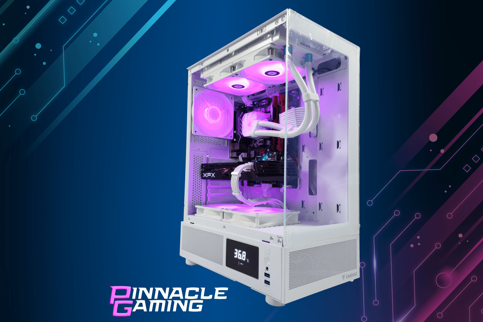 Custom Gaming Desktop Streaming RTX 5070 Ryzen 5 64GB RAM 2TB SSD Wifi Atlas White - Geek Tech