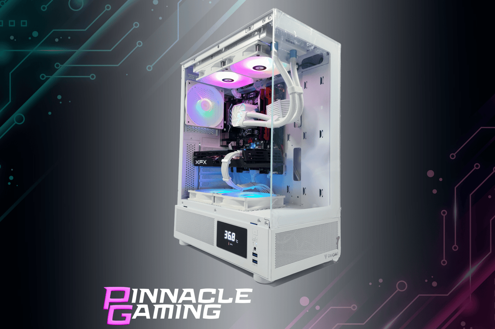 Custom Gaming Desktop Water Cooled Ryzen 5 RX 580 8GB 2TB SSD 32GB DDR4 White - Geek Tech