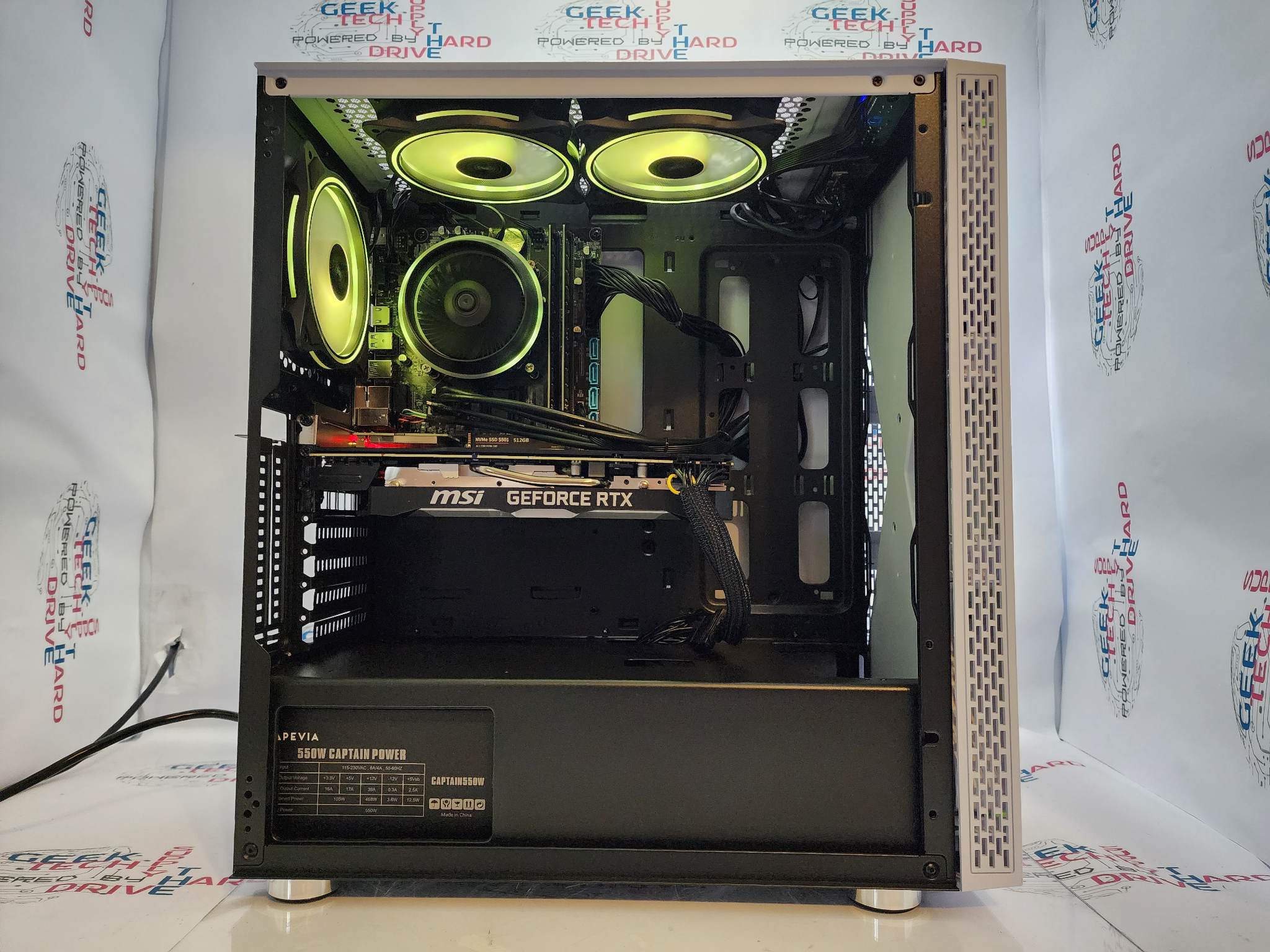 Custom Gaming PC Desktop Computer i5 NVIDIA RTX 5060 1TB SSD 16GB DDR5 Blackwidow White B760 - Geek Tech
