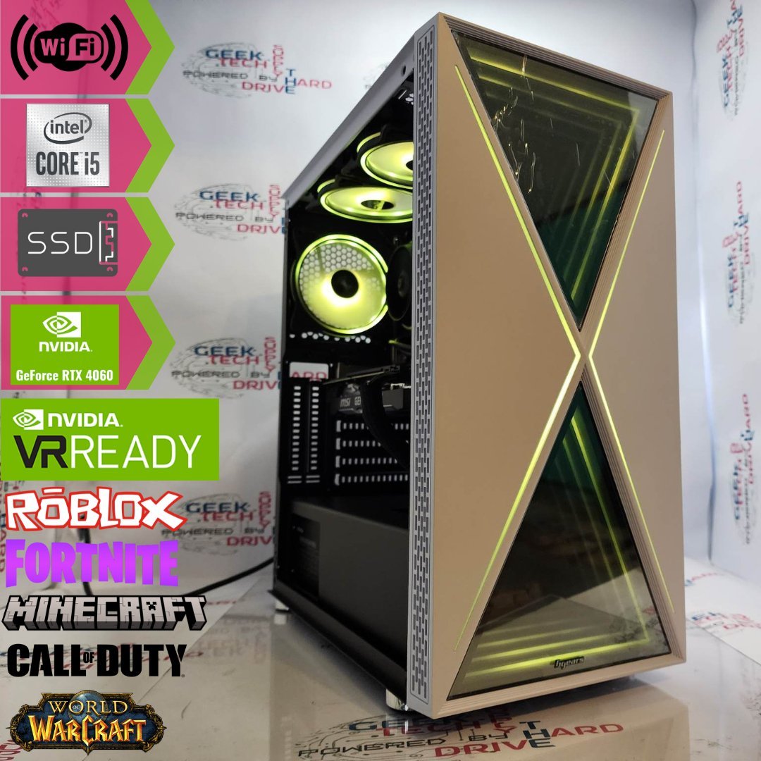 Custom Gaming PC Desktop Computer i5 NVIDIA RTX 5060 2TB SSD 16GB Wifi Predator Black B760 - Geek Tech
