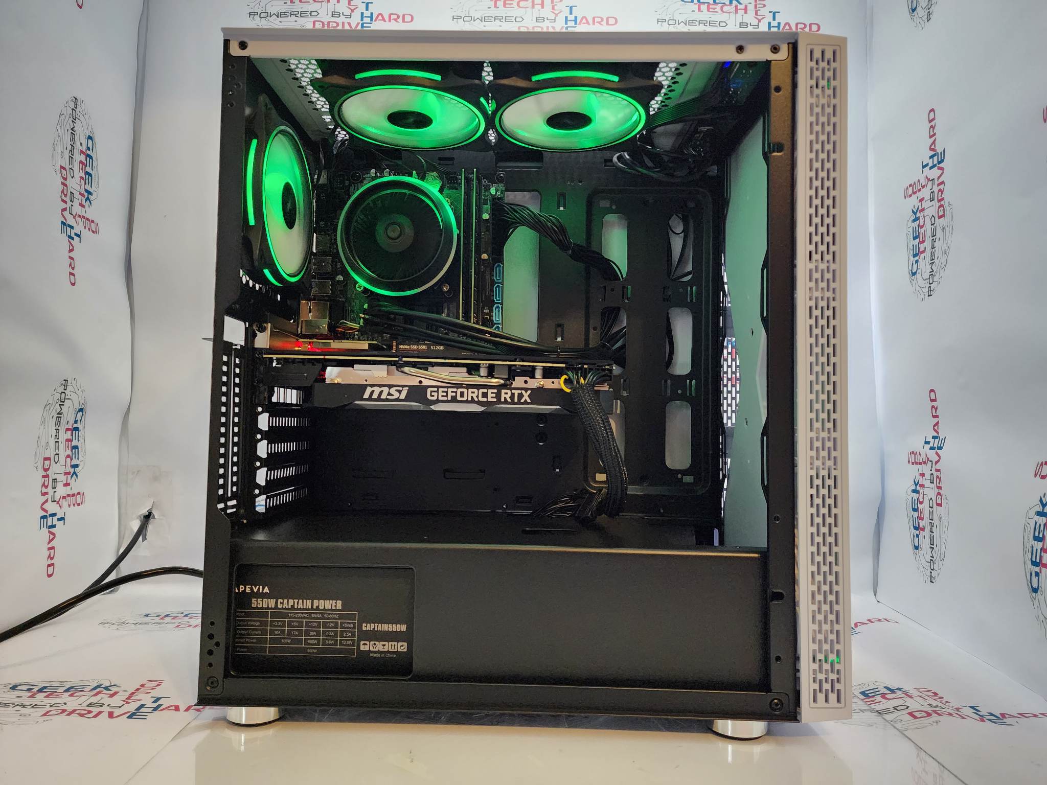 Custom Gaming PC Desktop Computer i5 NVIDIA RTX 5060 500GB SSD 2TB HDD 16GB Blackwidow White H610 - Geek Tech