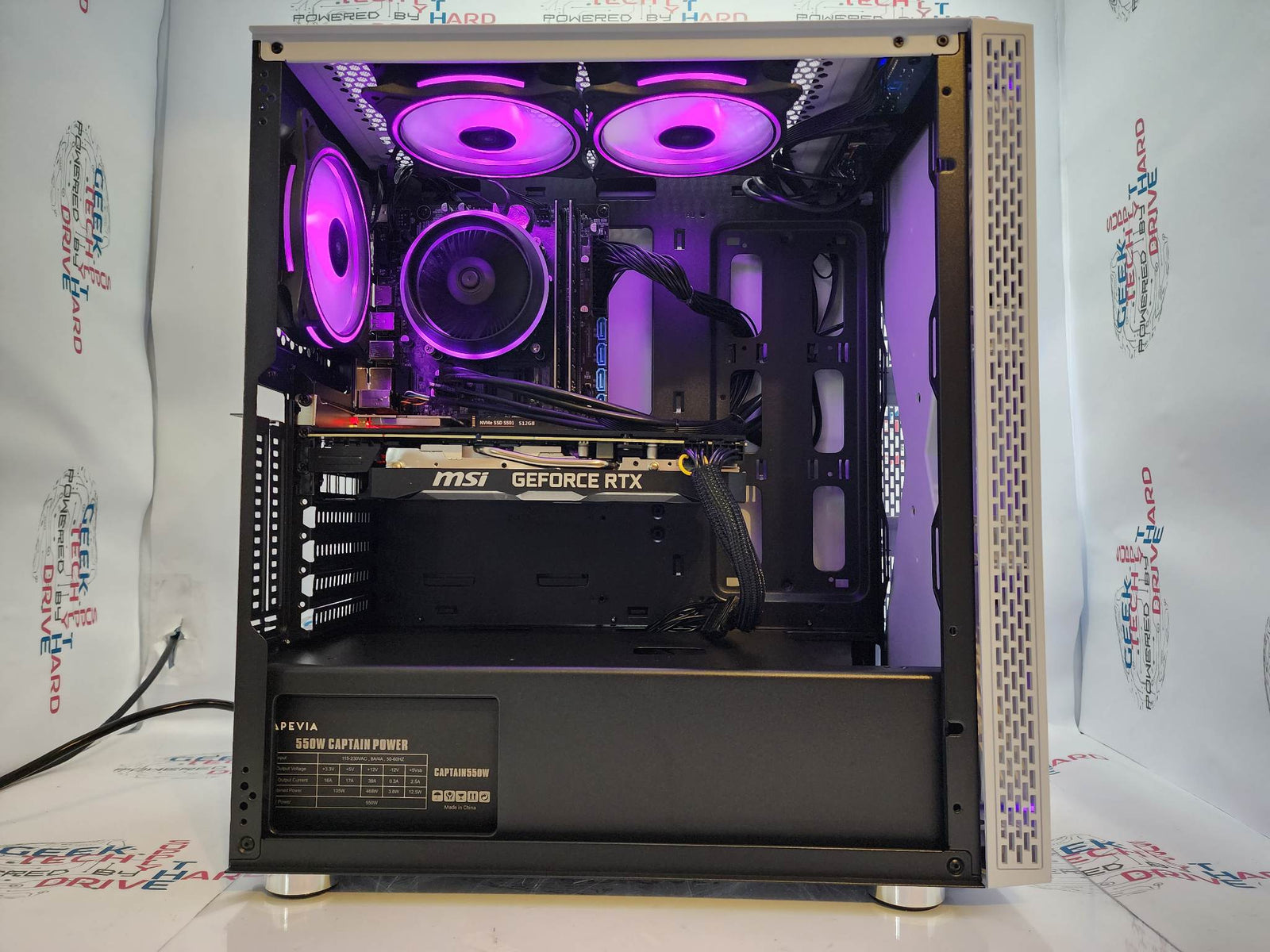 Custom Gaming PC Desktop Computer i5 NVIDIA RTX 5060 500GB SSD 2TB HDD 16GB Blackwidow White H610 - Geek Tech