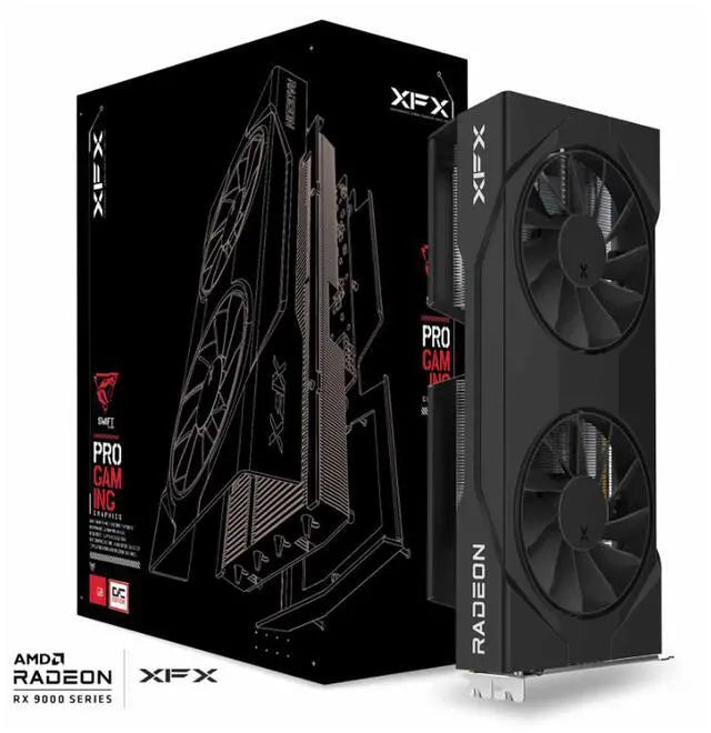 XFX AMD Radeon RX 9060 XT Swift OC 8GB GDDR6 2-Fan Graphics Card (269mm) (TDP 182W) (Black)
