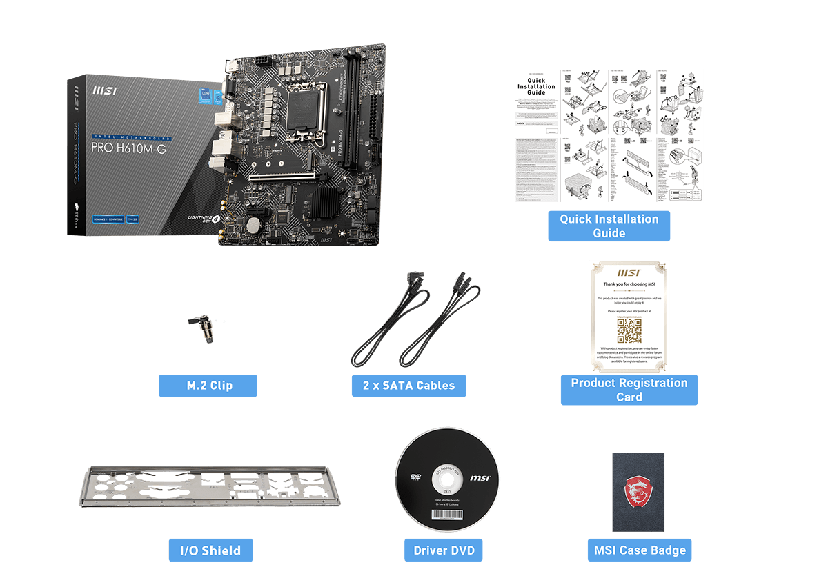 MSI Pro H610M-G Motherboard (DDR4) (LGA1700) (TDP 75W) (M-ATX)
