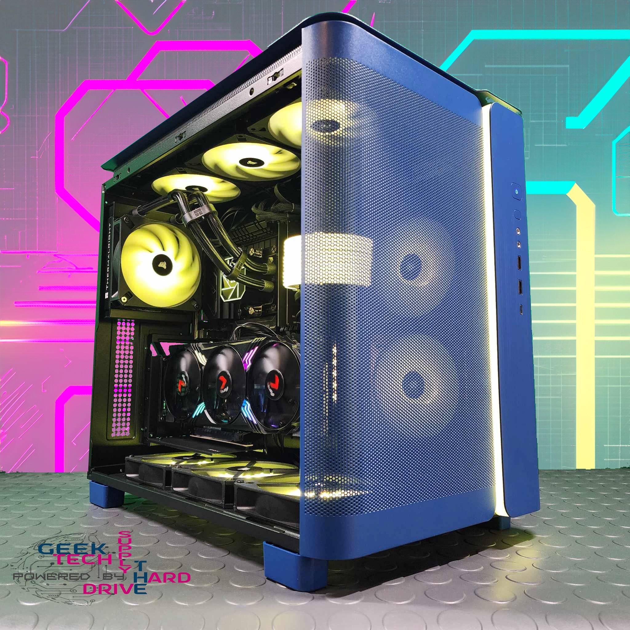 Gaming PC i5-12400f RTX 4060 Ti v2 16gb 1tb NVMe 16GB DDR4 AIO Montech Mesh Blue - Geek Tech