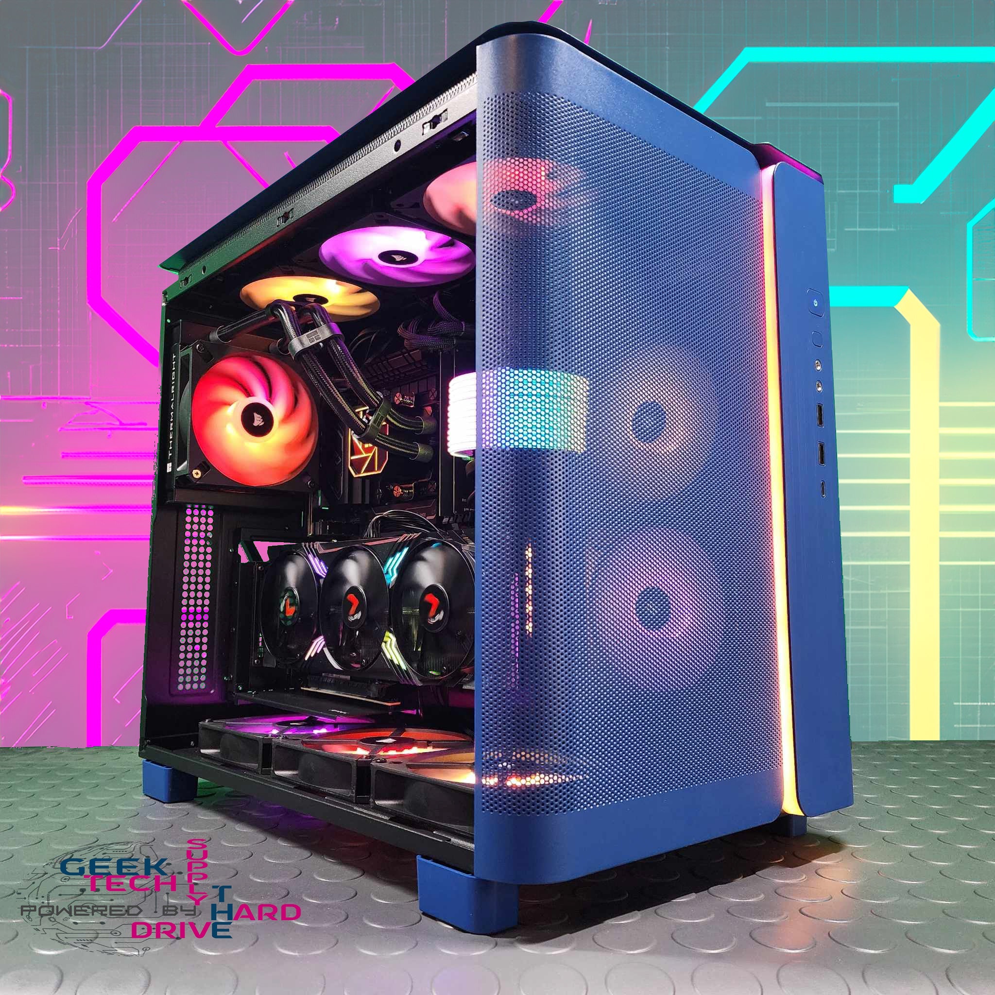 Gaming PC i5-12400f RTX 4060 Ti v2 16gb 1tb NVMe 16GB DDR4 AIO Montech Mesh Blue - Geek Tech