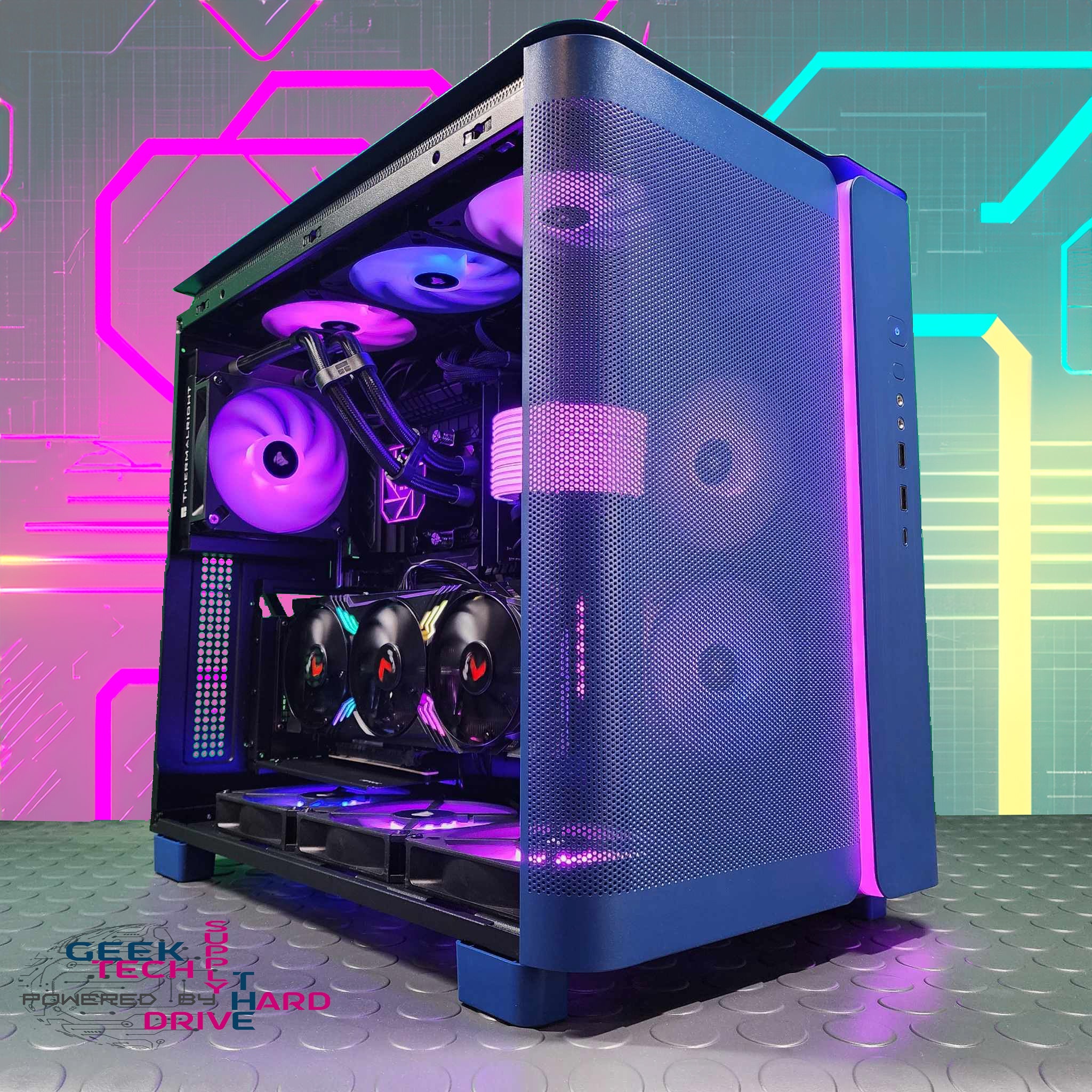 Gaming PC i5-12400f RTX 4060 Ti v2 16gb 1tb NVMe 16GB DDR4 AIO Montech Mesh Blue - Geek Tech