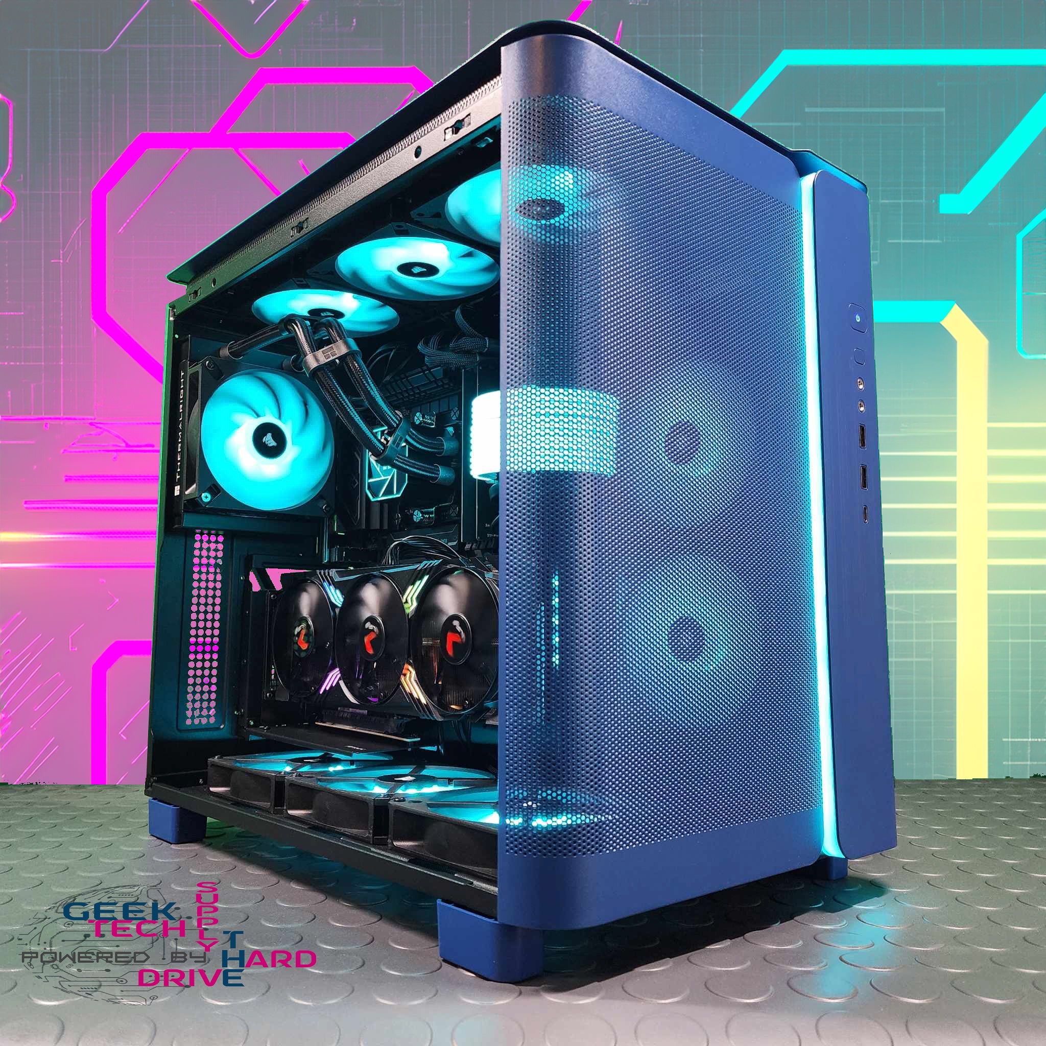 Gaming PC i5-12400f RTX 4060 Ti v2 16gb 1tb NVMe 16GB DDR4 AIO Montech Mesh Blue - Geek Tech