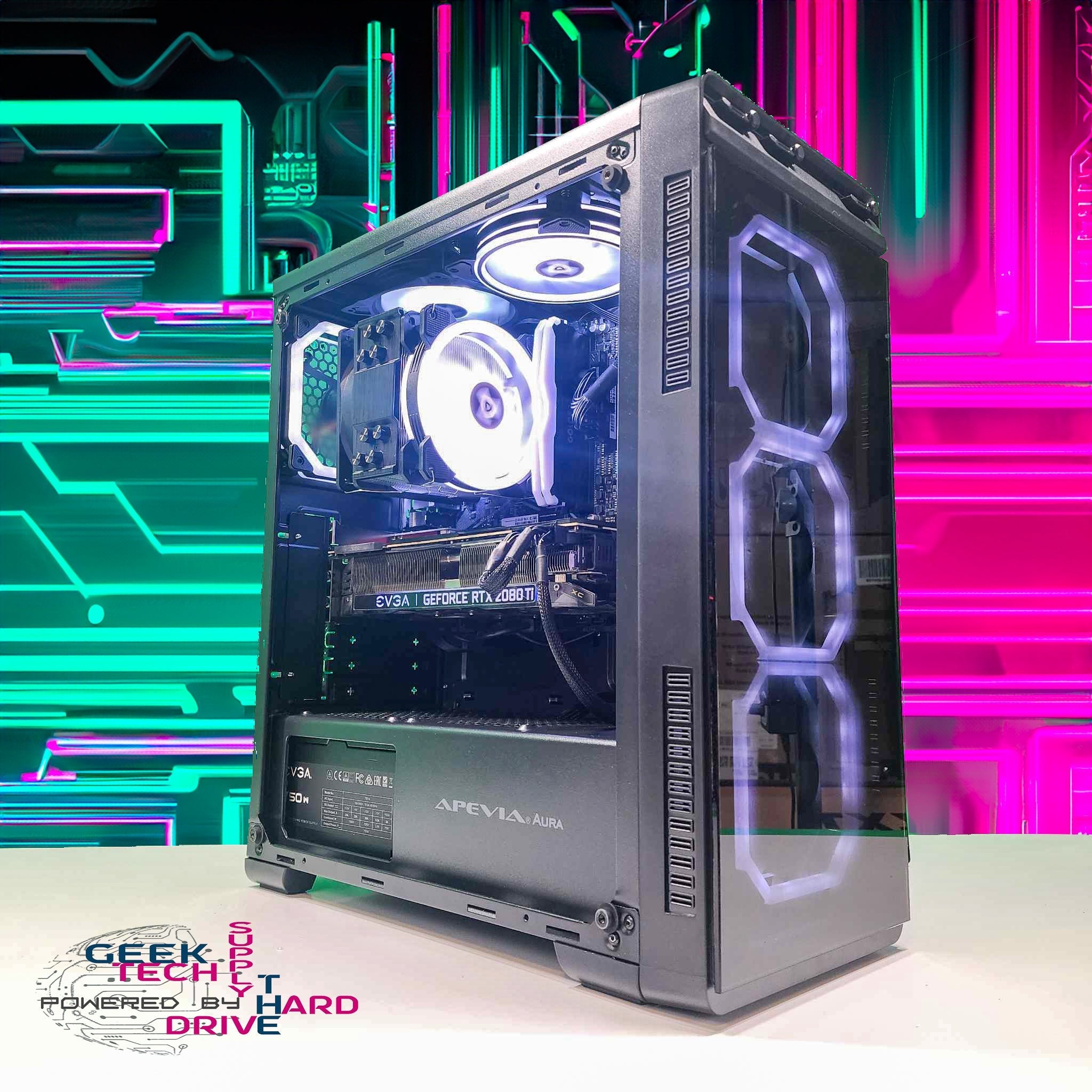 GTech Gaming PC Win11 Ryzen 5 5600G RTX 2080Ti 1tb SSD 16GB DDR4 Wifi Bluetooth Black - Geek Tech