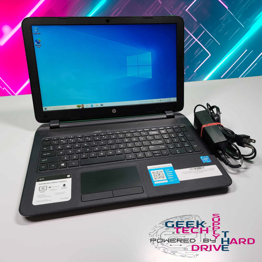 HP 15-F233WM 15.6" Laptop Windows 10 256gb SSD Celeron N3060 Intel HD Graphics Black | C Grade