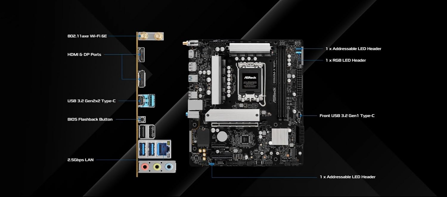 (Intel) ASRock B860M X WiFi 6E DDR5 LGA 1851 Motherboard - Geek Tech