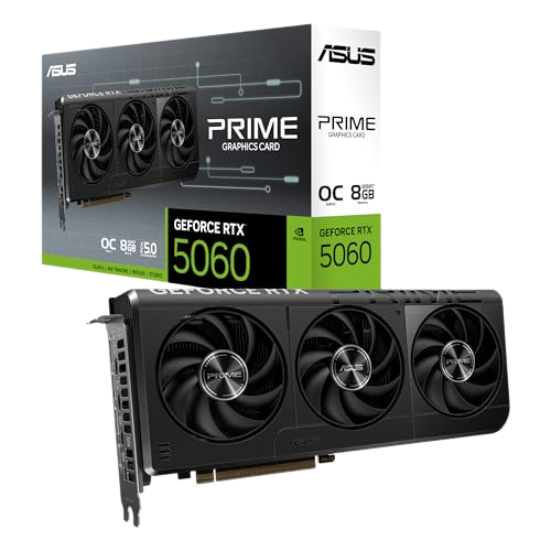 Asus NVIDIA GeForce RTX 5060 Prime 8GB GDDR7 3-Fan Graphics Card (TDP 145W) (269mm) (Black)
